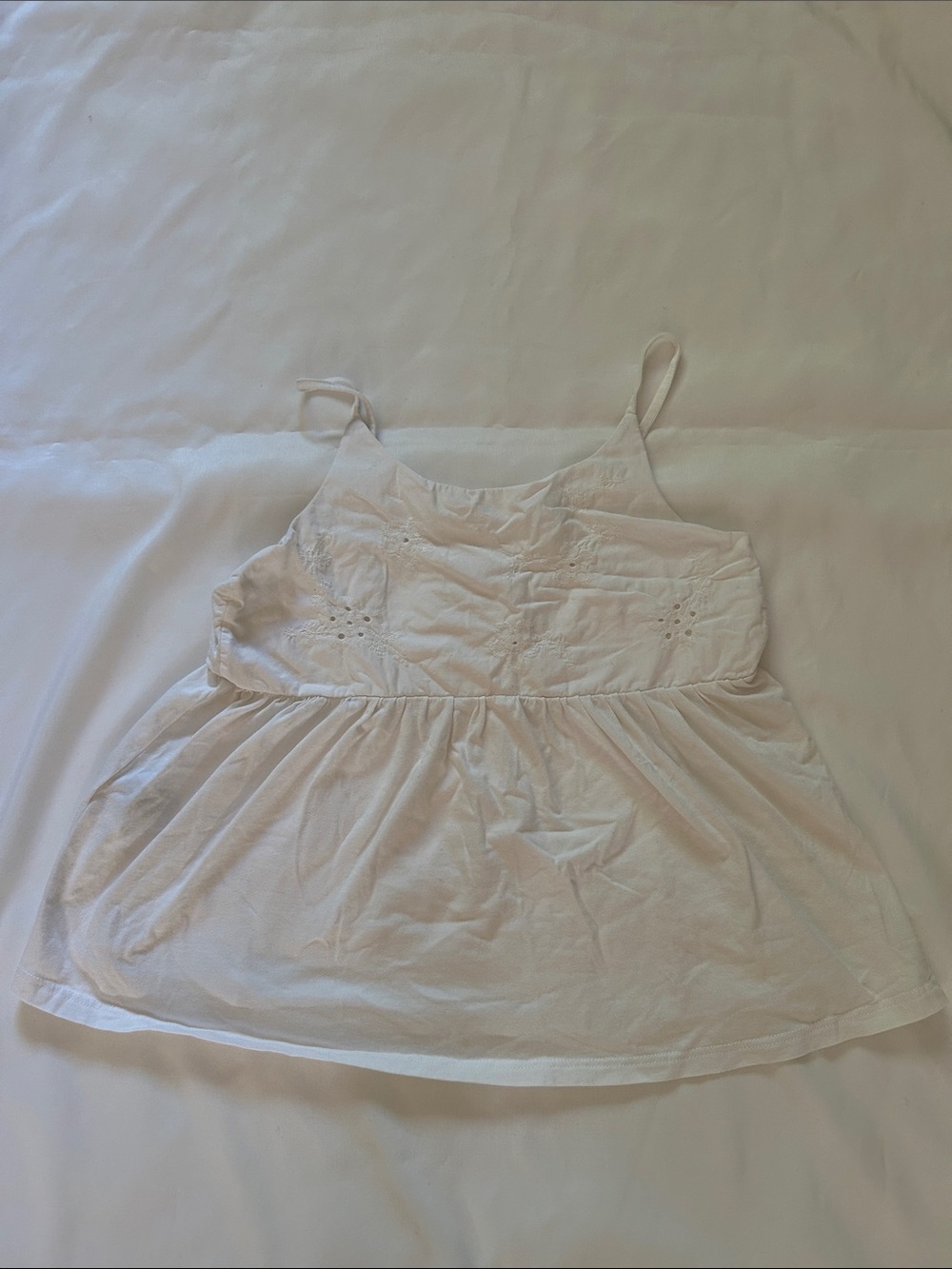 Mango White Eyelet Cotton Camisole Dress